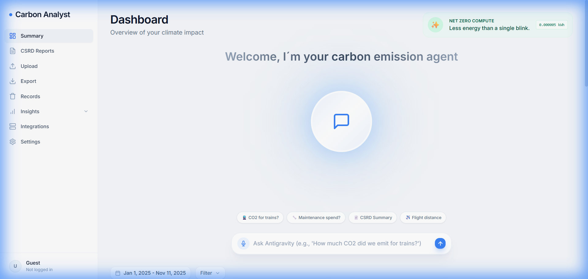 CO2 Analyst Dashboard - Overview of climate impact